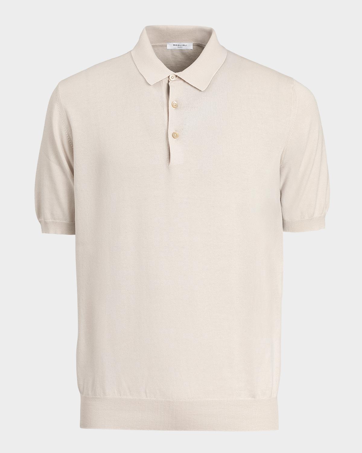 Boglioli Men's Garment-Washed Cotton Polo Shirt