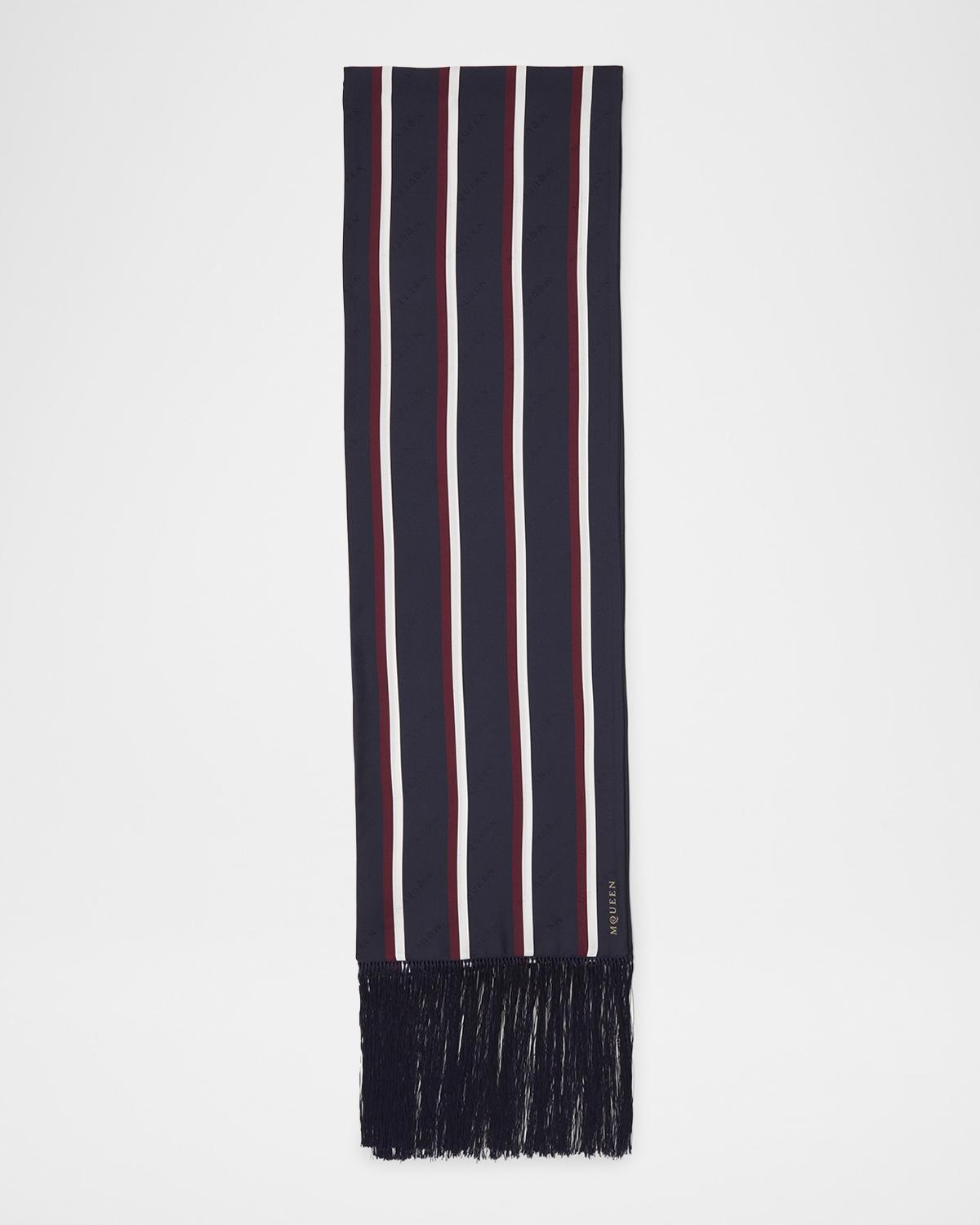 McQueen Twill Collegiate-Inspired Silk Scarf