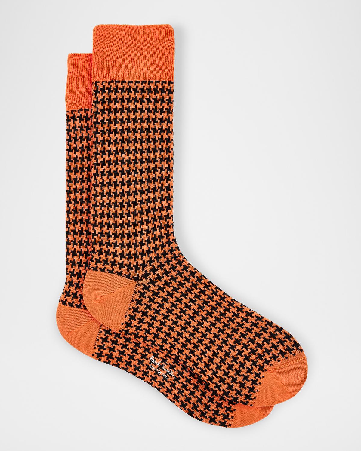 Paul Smith Men's James Houndstooth Gingham Crew Socks