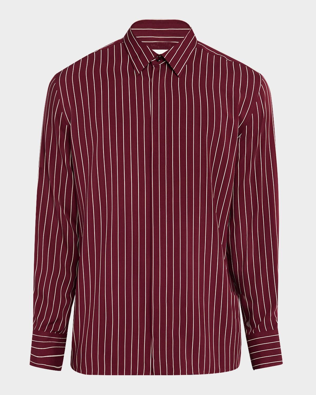 Saint Laurent Men's Vertical Stripe Silk Sport Shirt