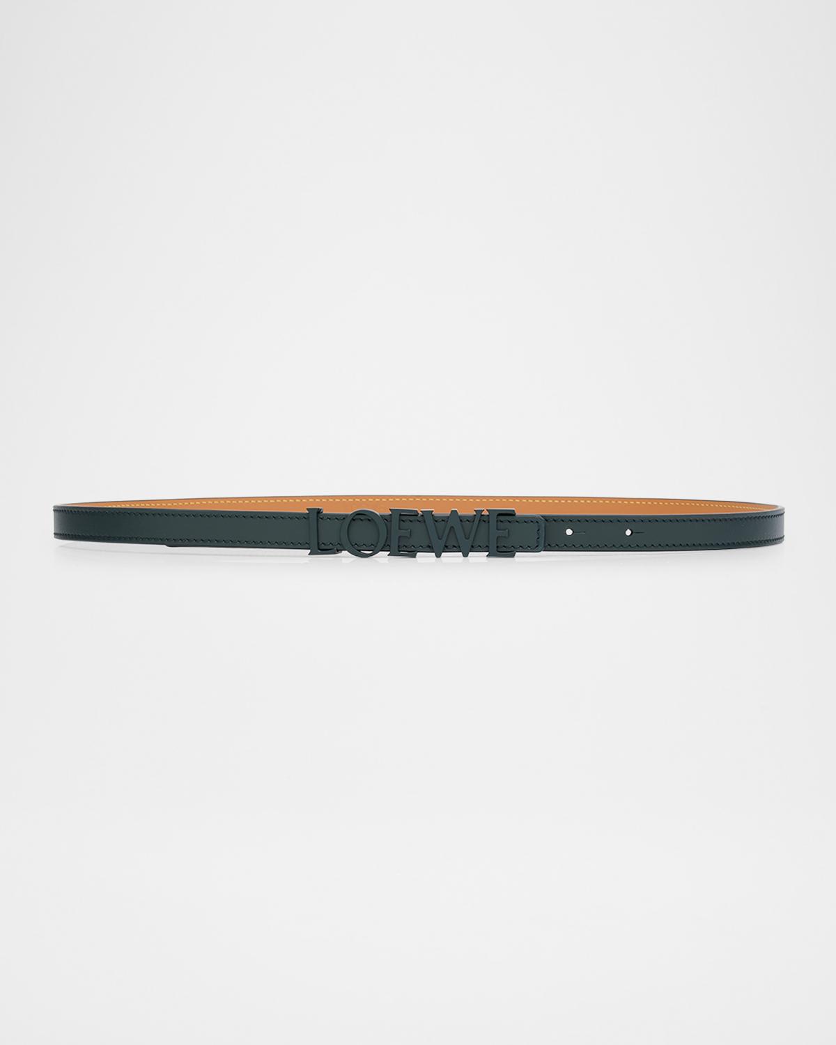 LOEWE Logo Lettering Leather Skinny Belt