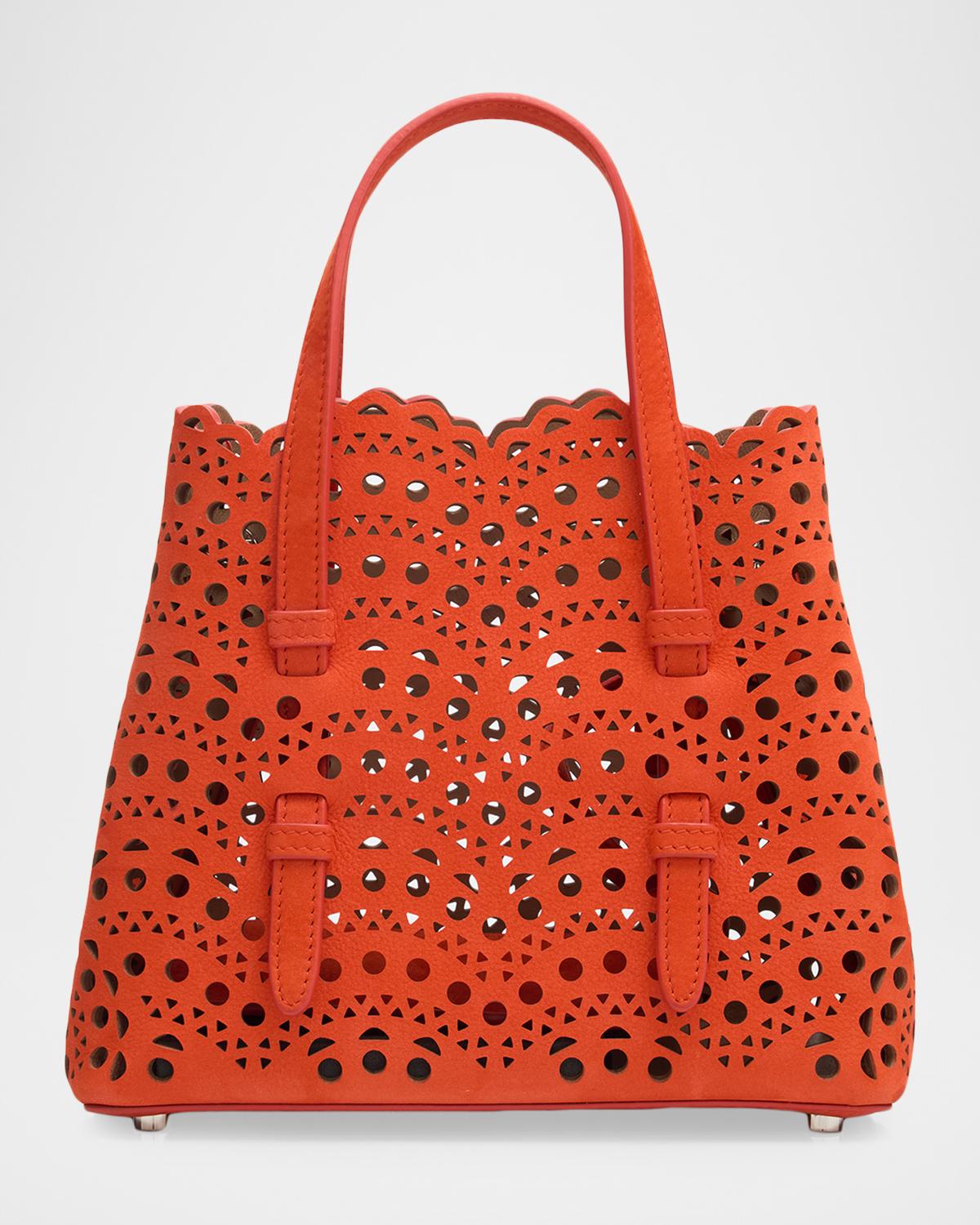Mina 20 Top-Handle Bag in Perforated Suede