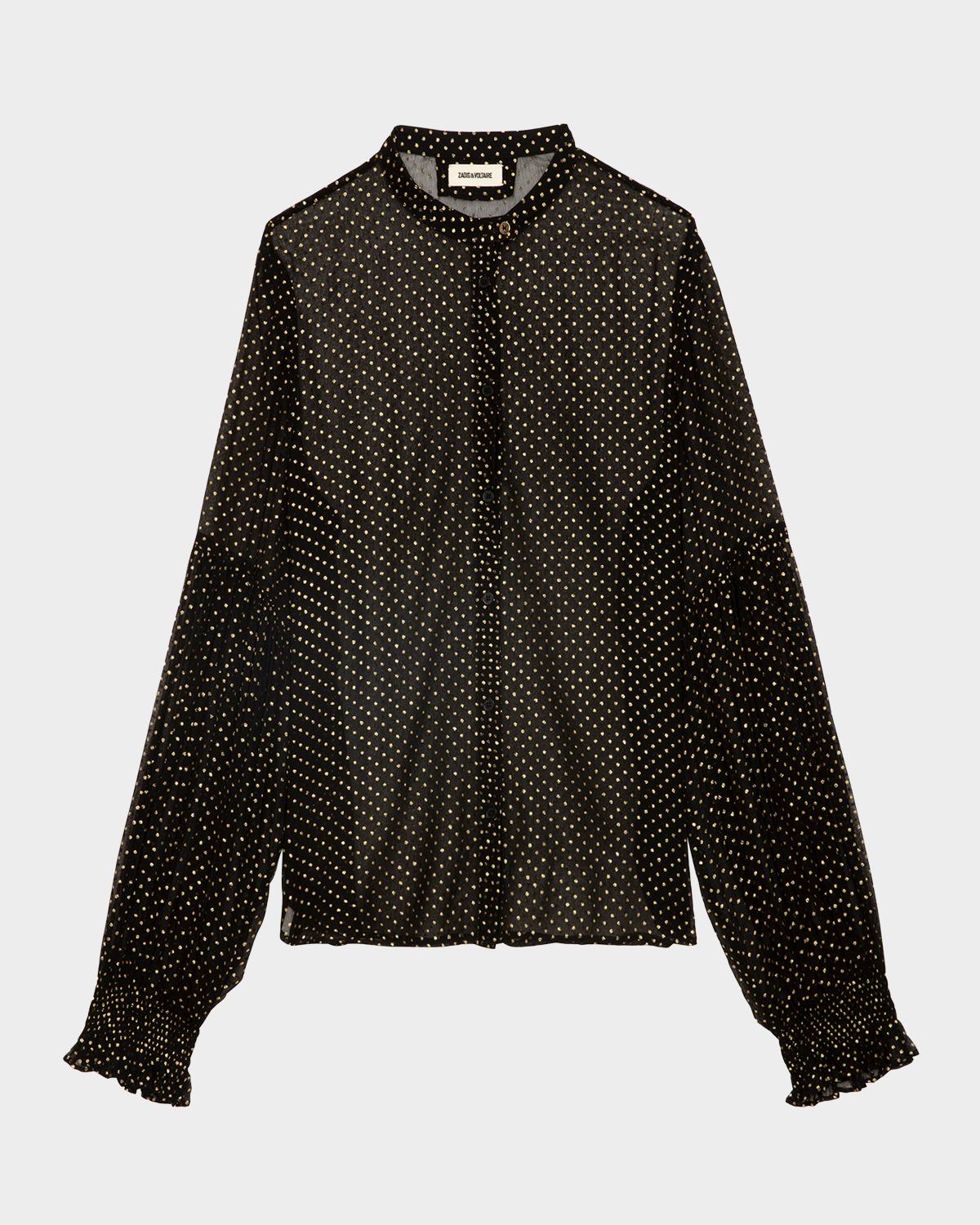 Zadig & Voltaire Tandy Mousseline Sparkle Sheer Blouse