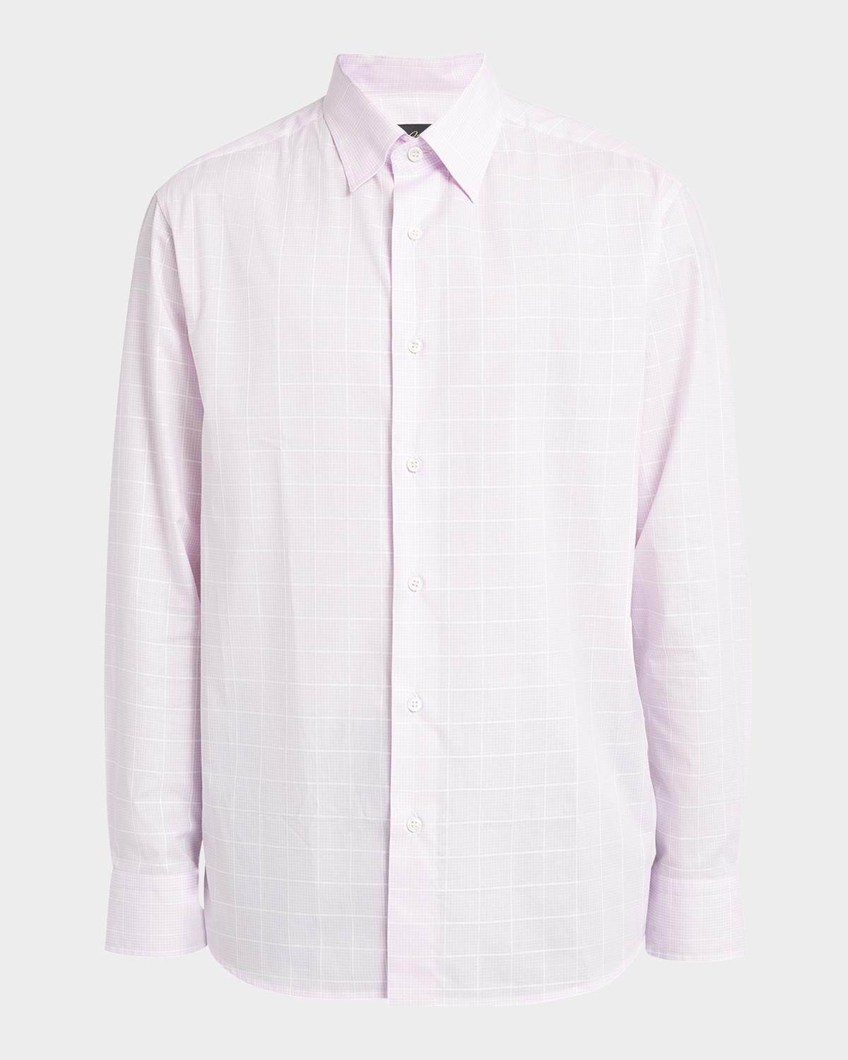 Brioni Men's Cotton Windowpane Check Sport Shirt