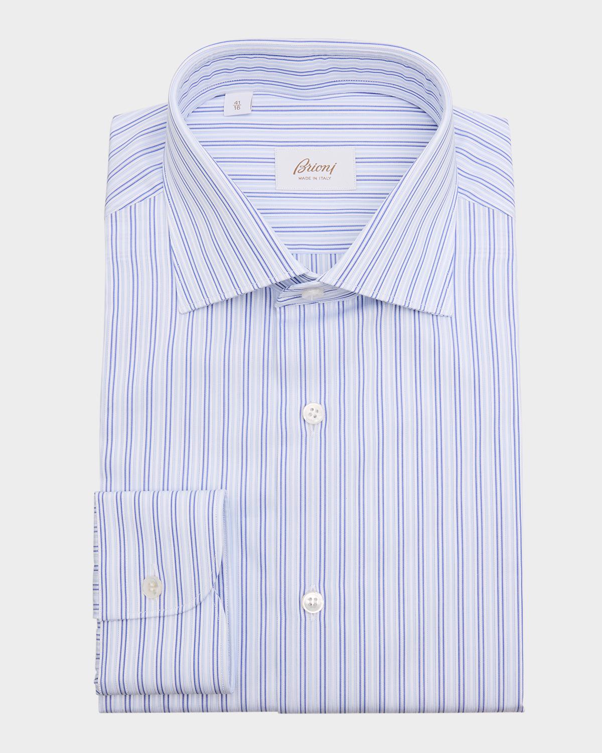 Brioni Men's Cotton Multi-Stripe Dress Shirt