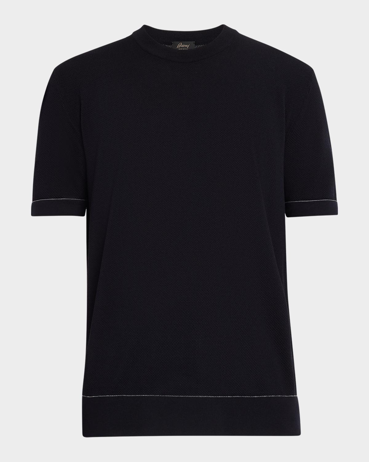 Brioni Men's Sea Island Cotton Short-Sleeve Crewneck Sweater