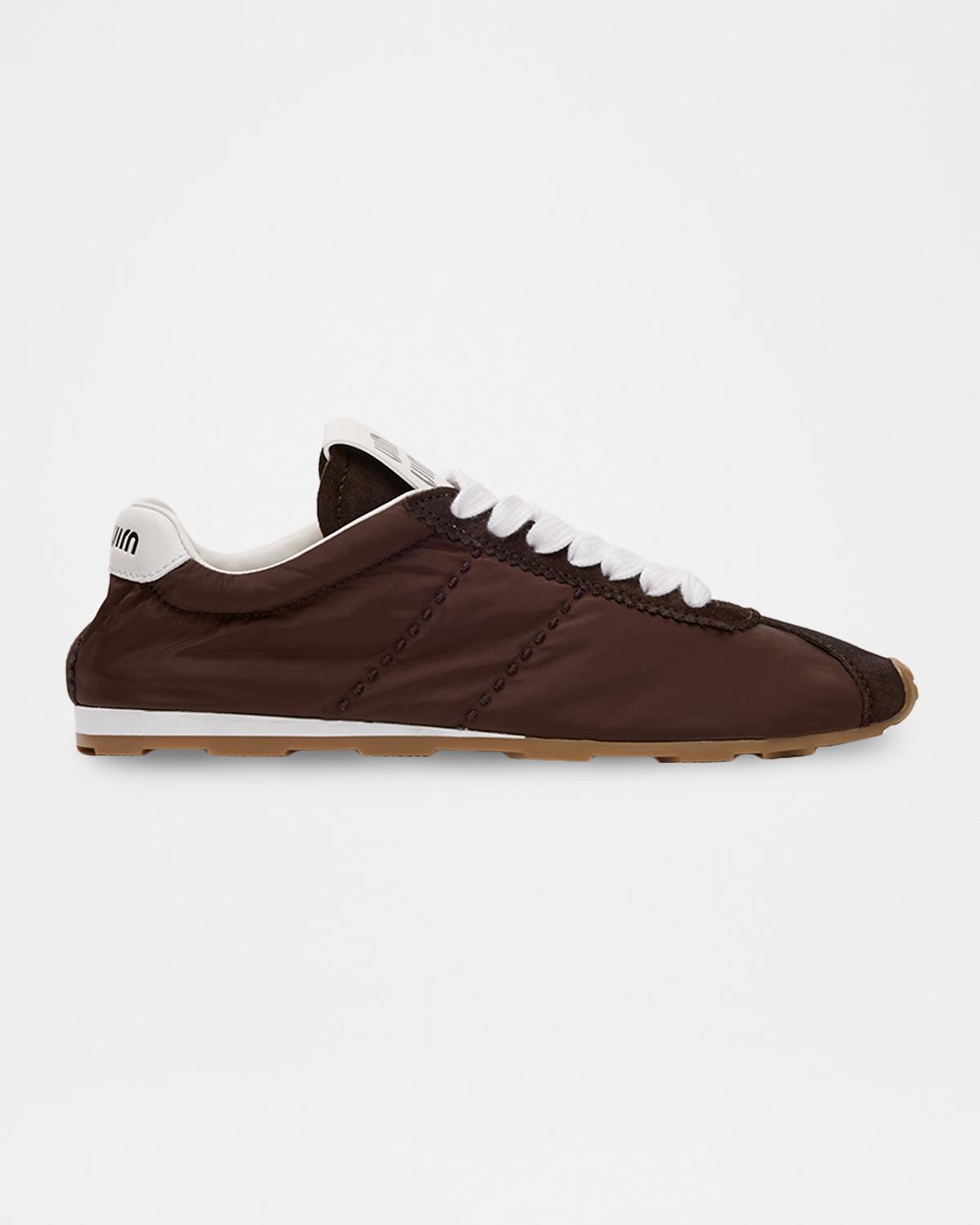Miu Miu Low-Top Nylon & Suede Sneakers