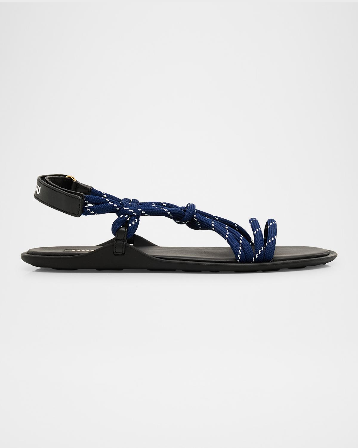 Miu Miu Nastro Cross Rope Grip-Strap Sandals
