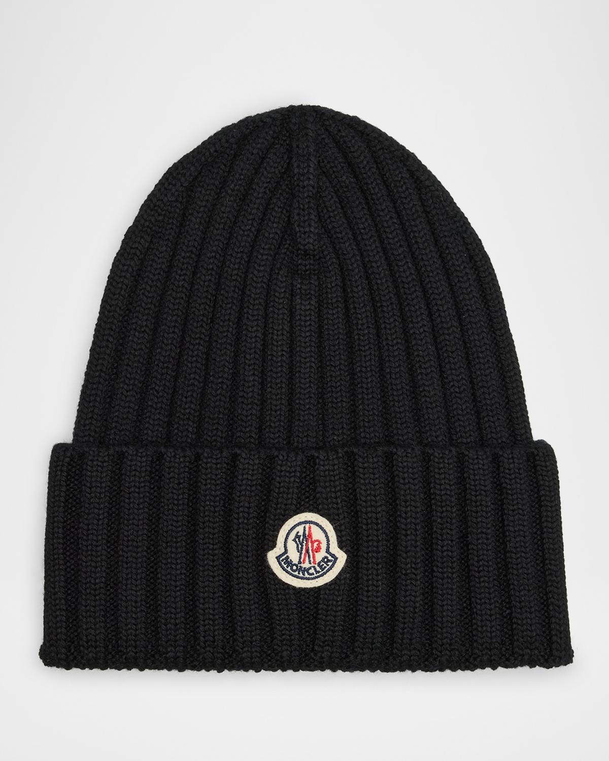 Moncler Ribbed Wool Logo Beanie