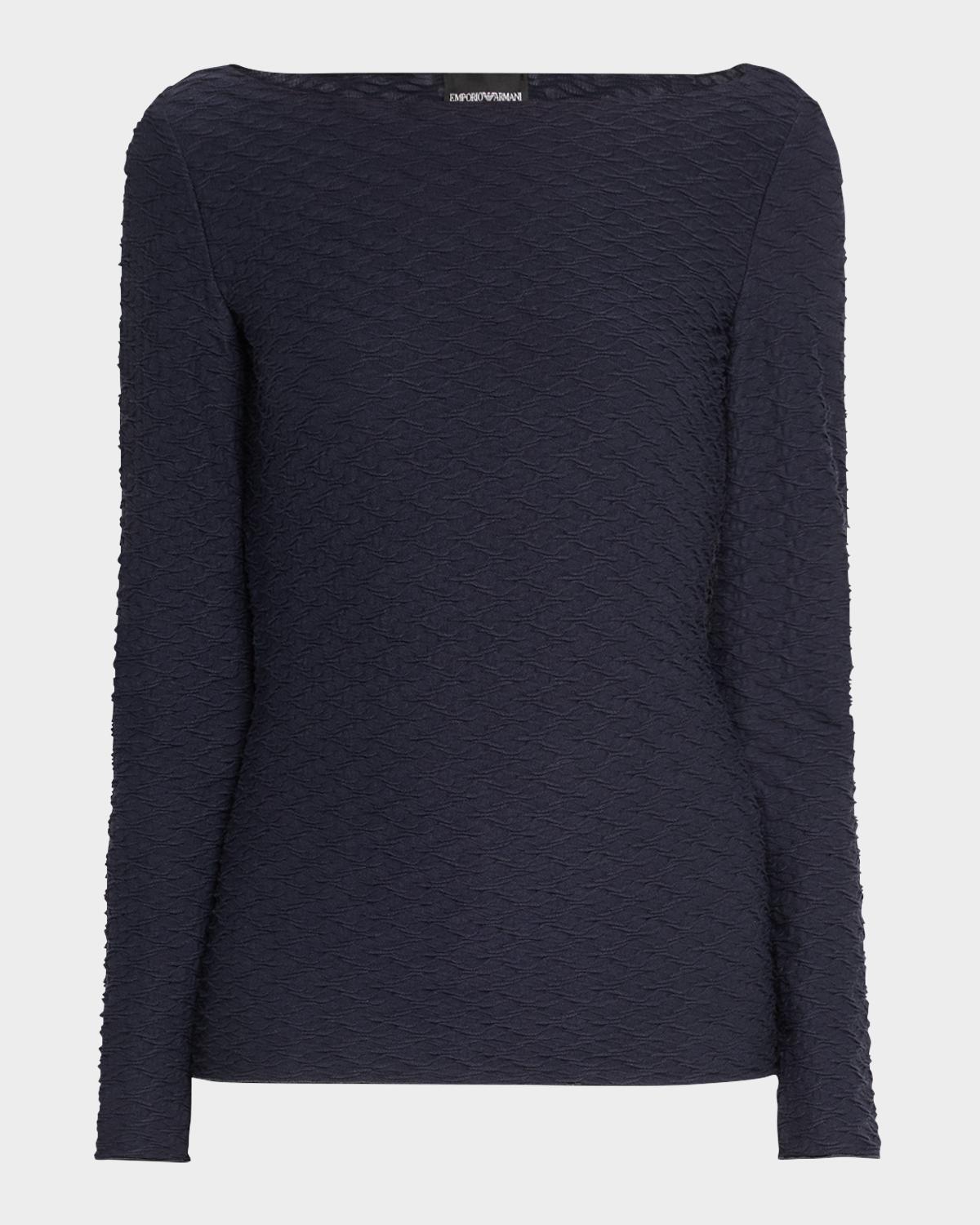Emporio Armani Bateau-Neck Textured Jersey Blouse