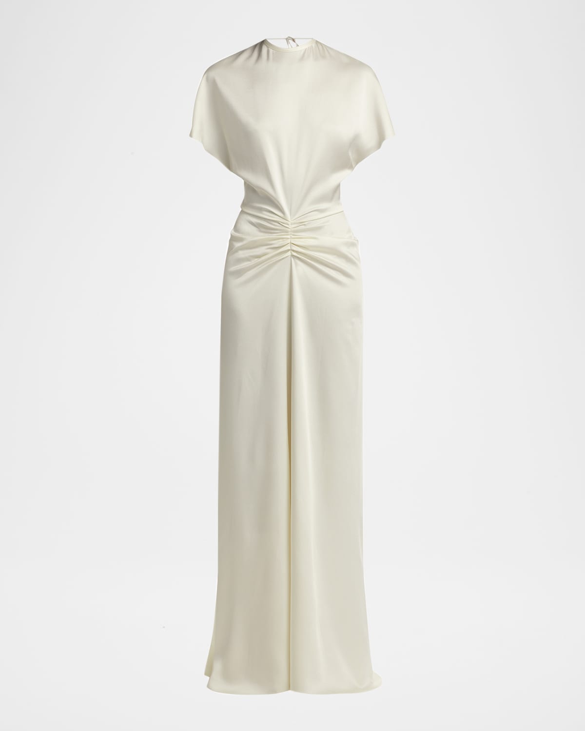 Victoria Beckham Gathered-Waist Backless Satin Gown