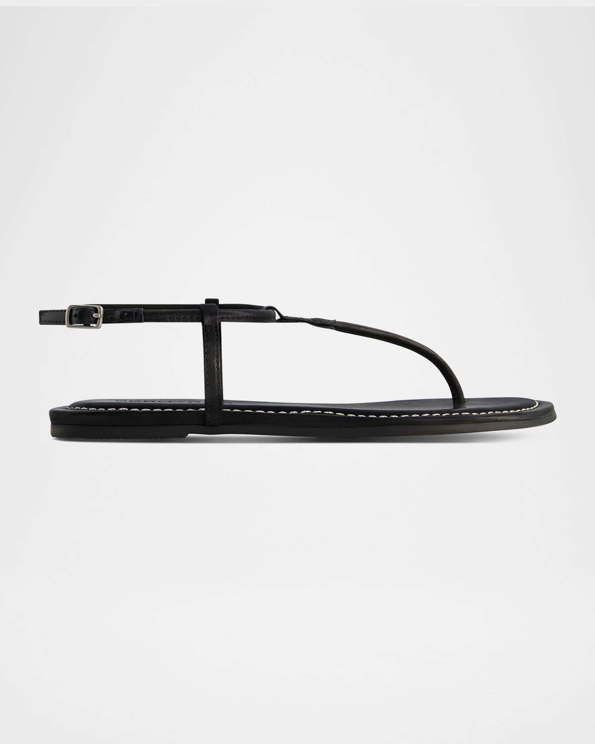 Bernardo Hercu Leather Ankle-Strap Flat Sandals