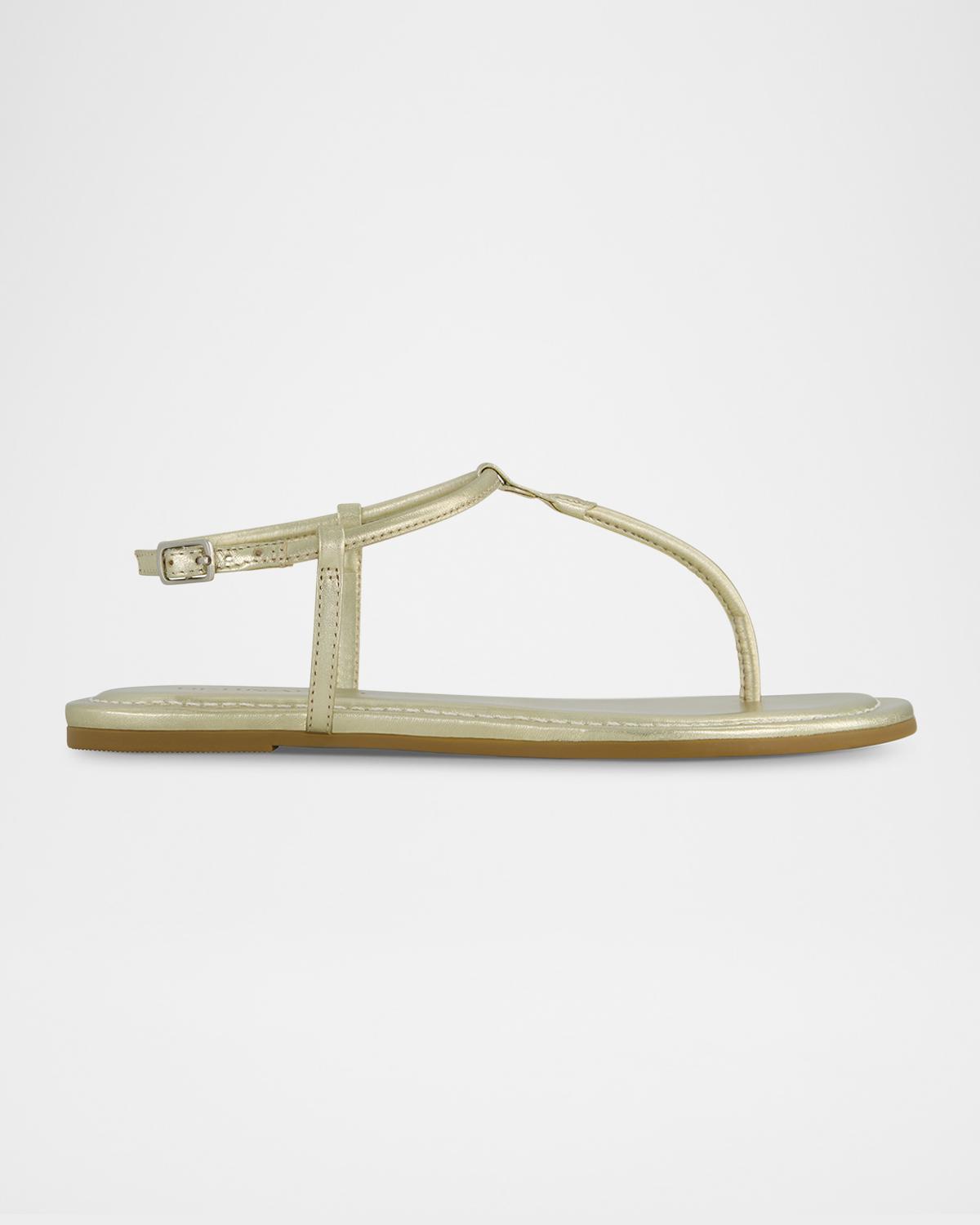 Hercu Metallic Ankle-Strap Flat Sandals