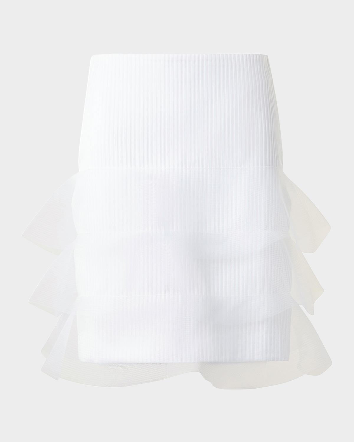 Akris Ruffle-Trim Ribbed Mini Skirt