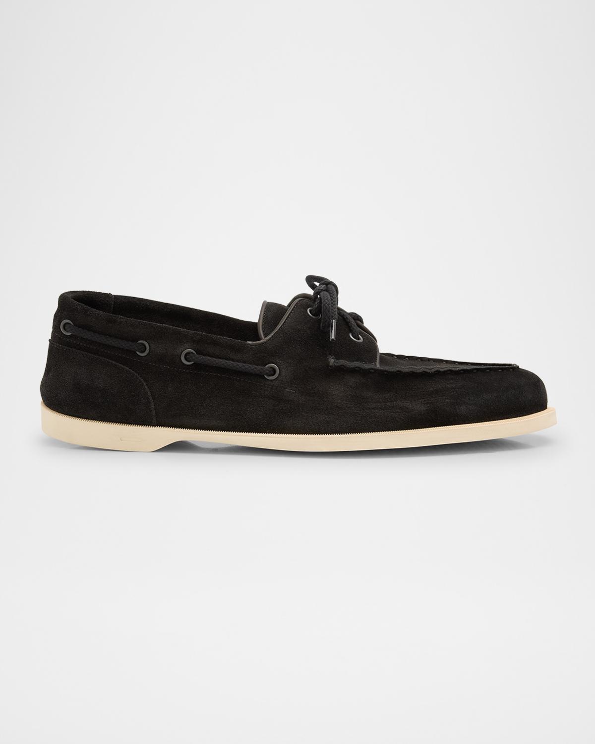 John Lobb Men's Foil Suede Boat Shoes