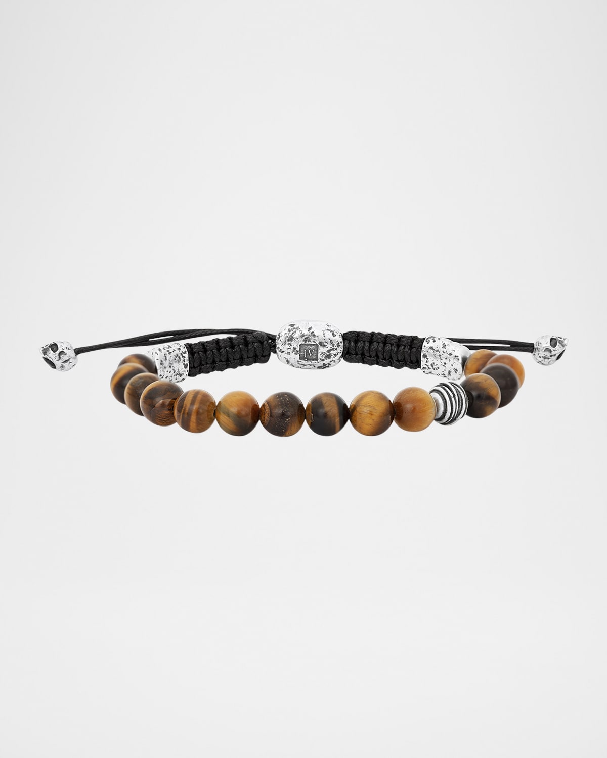 John Varvatos Men 's Sterling Silver Tigers Eye Beaded Bracelet