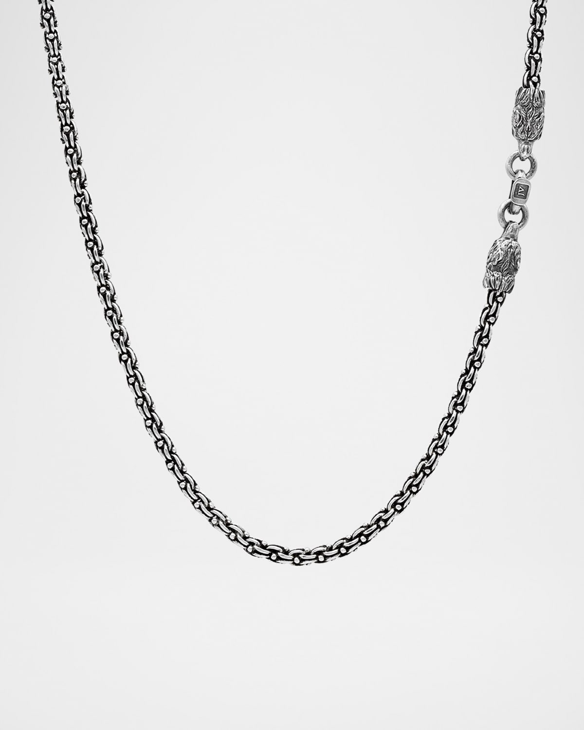 John Varvatos Men 's Sterling Silver Wolf-Clasp Chain Necklace, 24"L