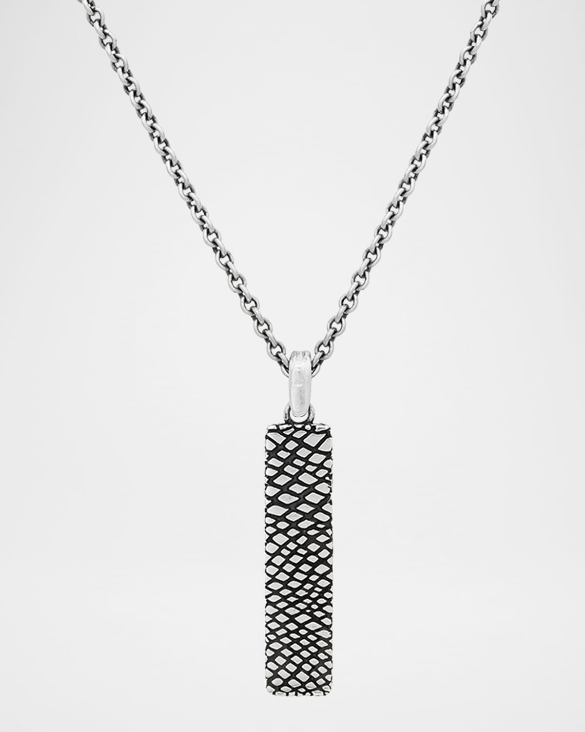 John Varvatos Men 's Sterling Silver Snakeskin Rectangle Pendant Necklace, 24"L