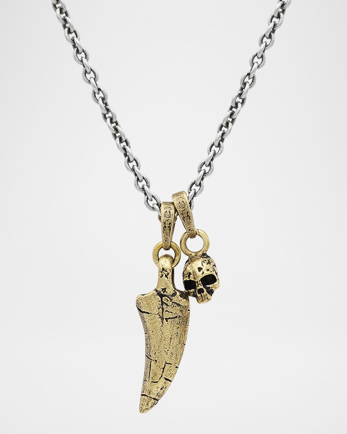 John Varvatos Men 's T-Rex Tooth and Skull Pendant Necklace, 24"L