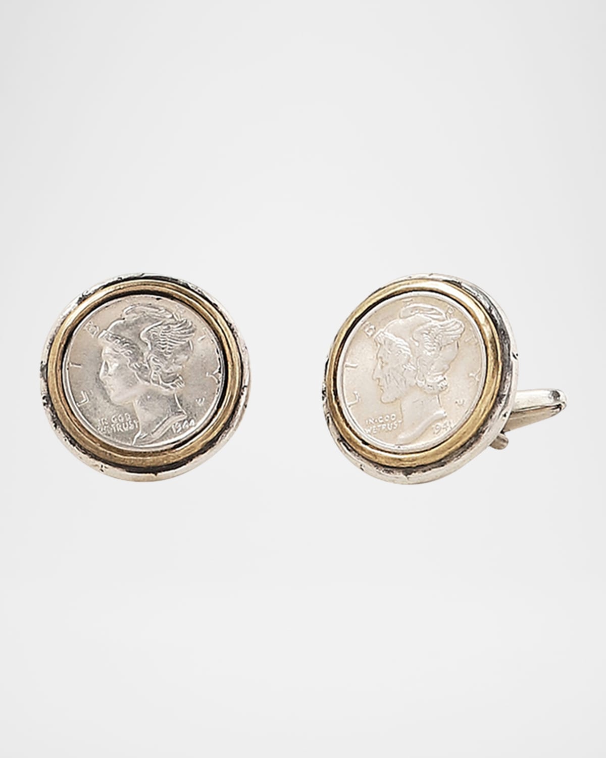 John Varvatos Men 's Brass and Sterling Silver Coin Cufflinks