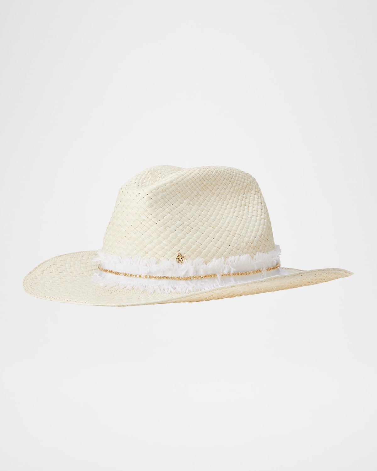 Maison Michel Austin Denim Strass Straw Cowboy Hat