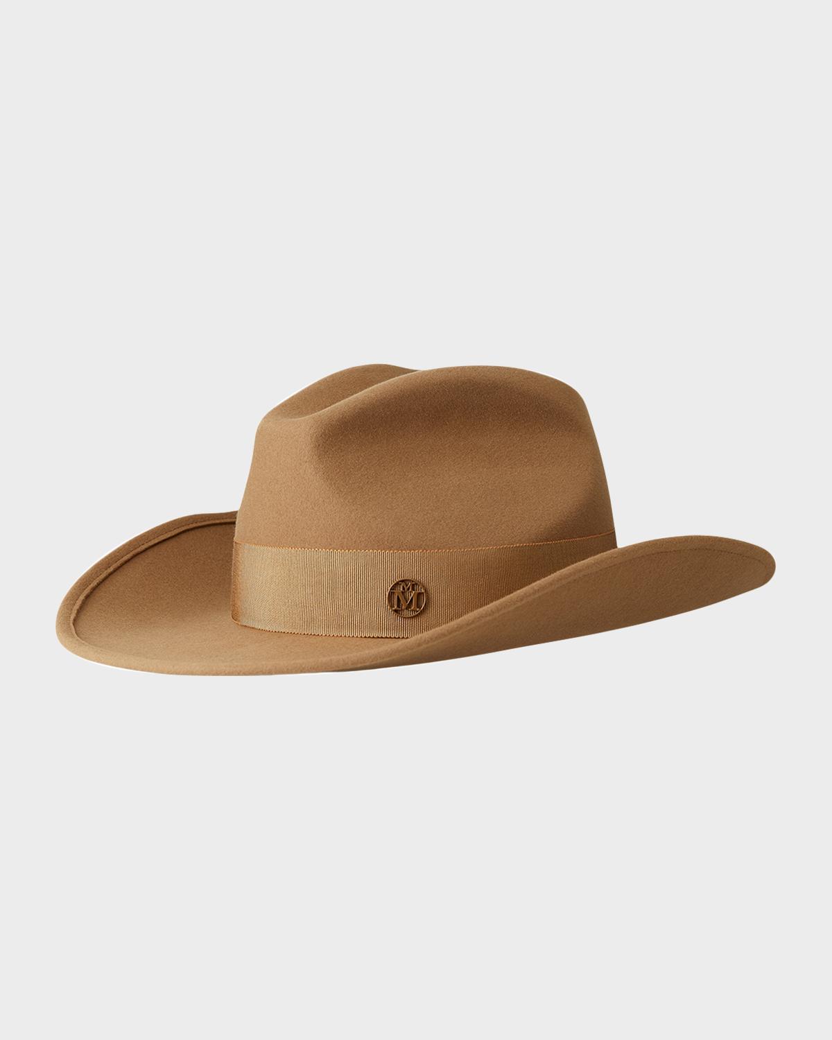 Maison Michel Austin Camel Wool Felt Cowboy Hat