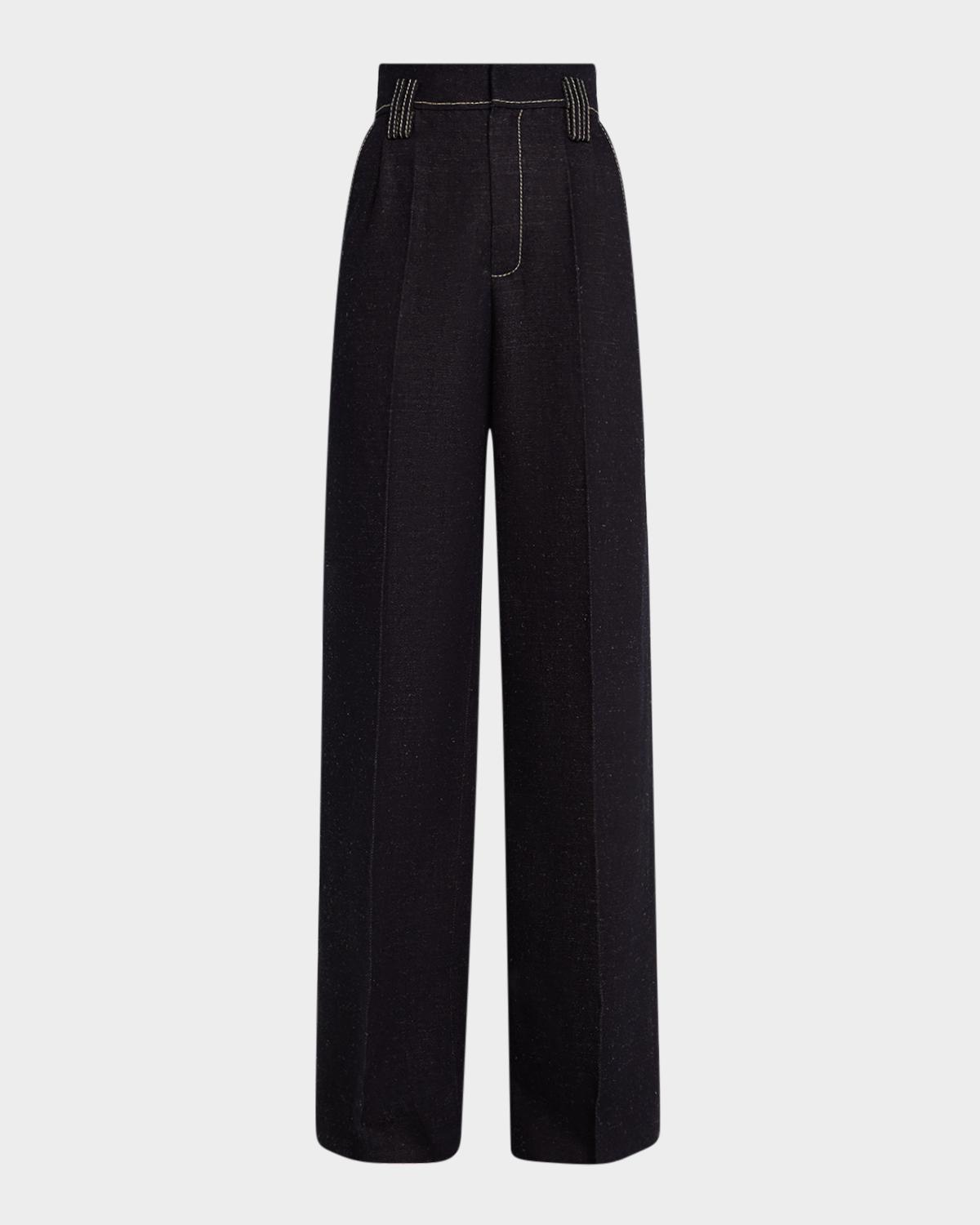 Dice Kayek Pleated Wide-Leg Denim Pants