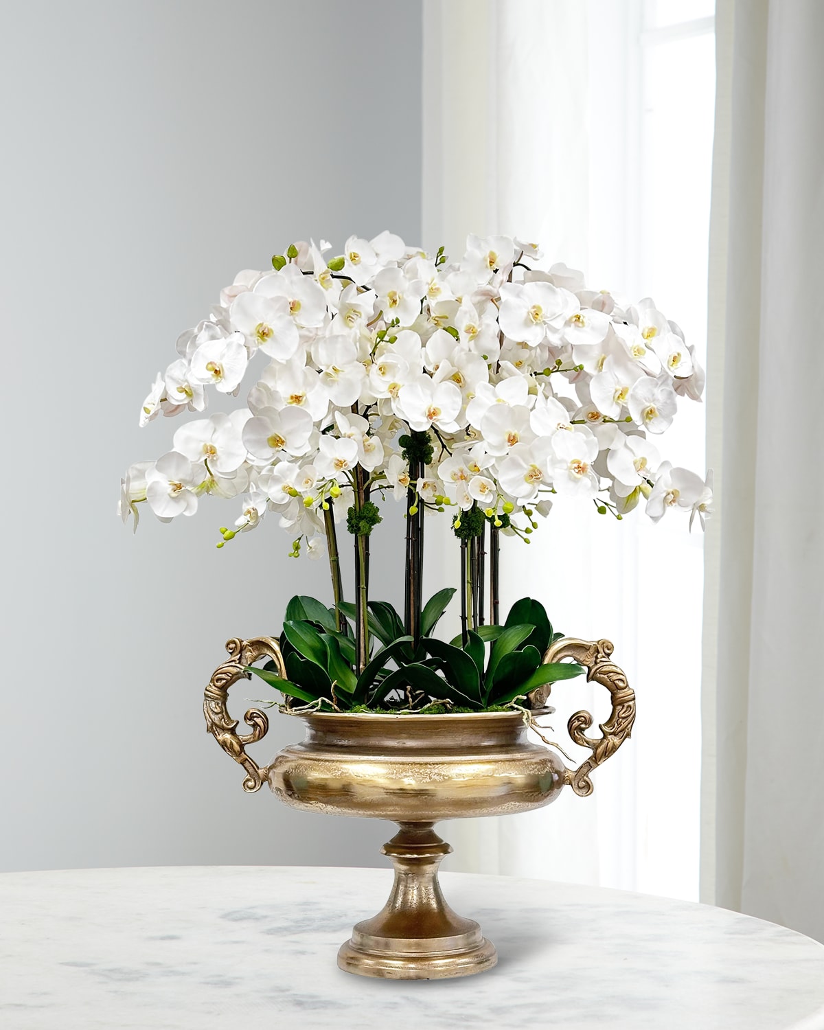 Winward Home Orchids 45" Faux Floral Arrangement in Aluminum Urn