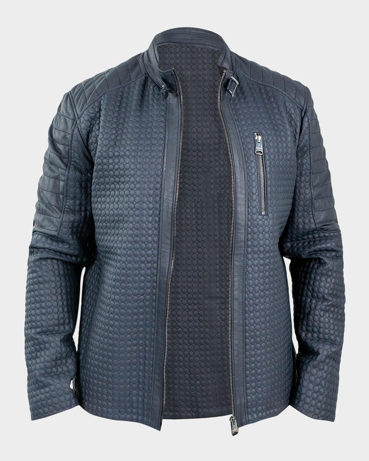Maceoo Men's Braille Quilted Leather Jacket