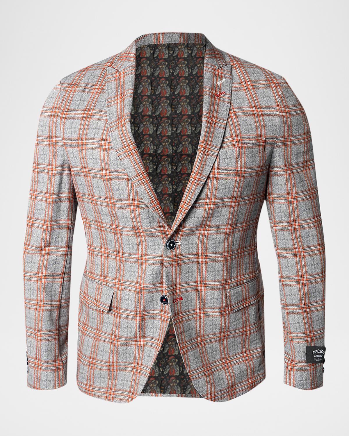 Maceoo Men's Descartes Spanish Plaid Unconstructed Blazer
