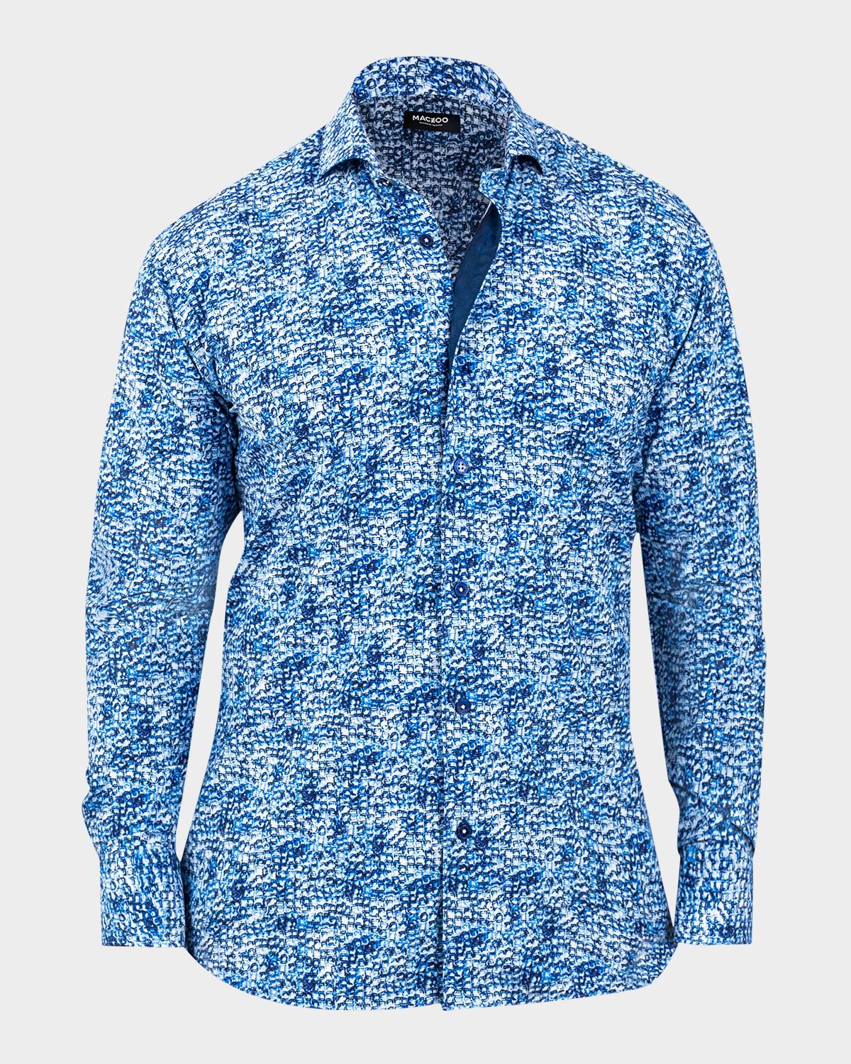 Maceoo Men's Einstein Ice Cube-Print Stretch Dress Shirt