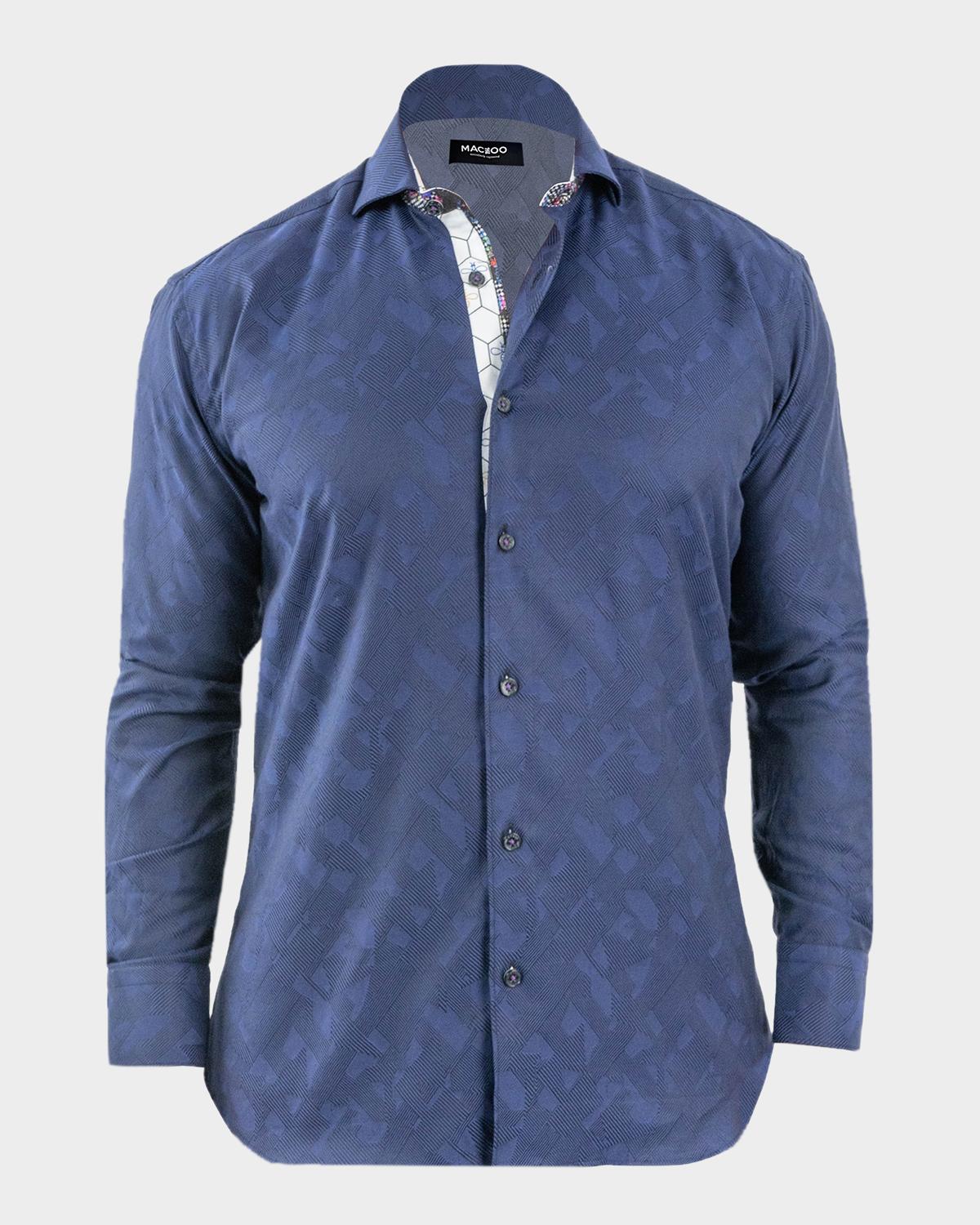 Maceoo Men's Einstein Jacquard Contrast-Trim Sport Shirt