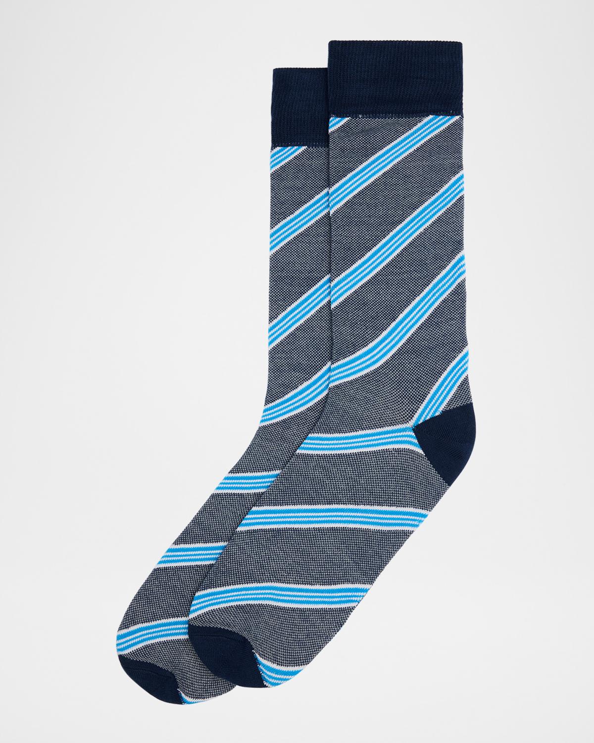 Neiman Marcus Men's Diagonal Birdseye Crew Socks