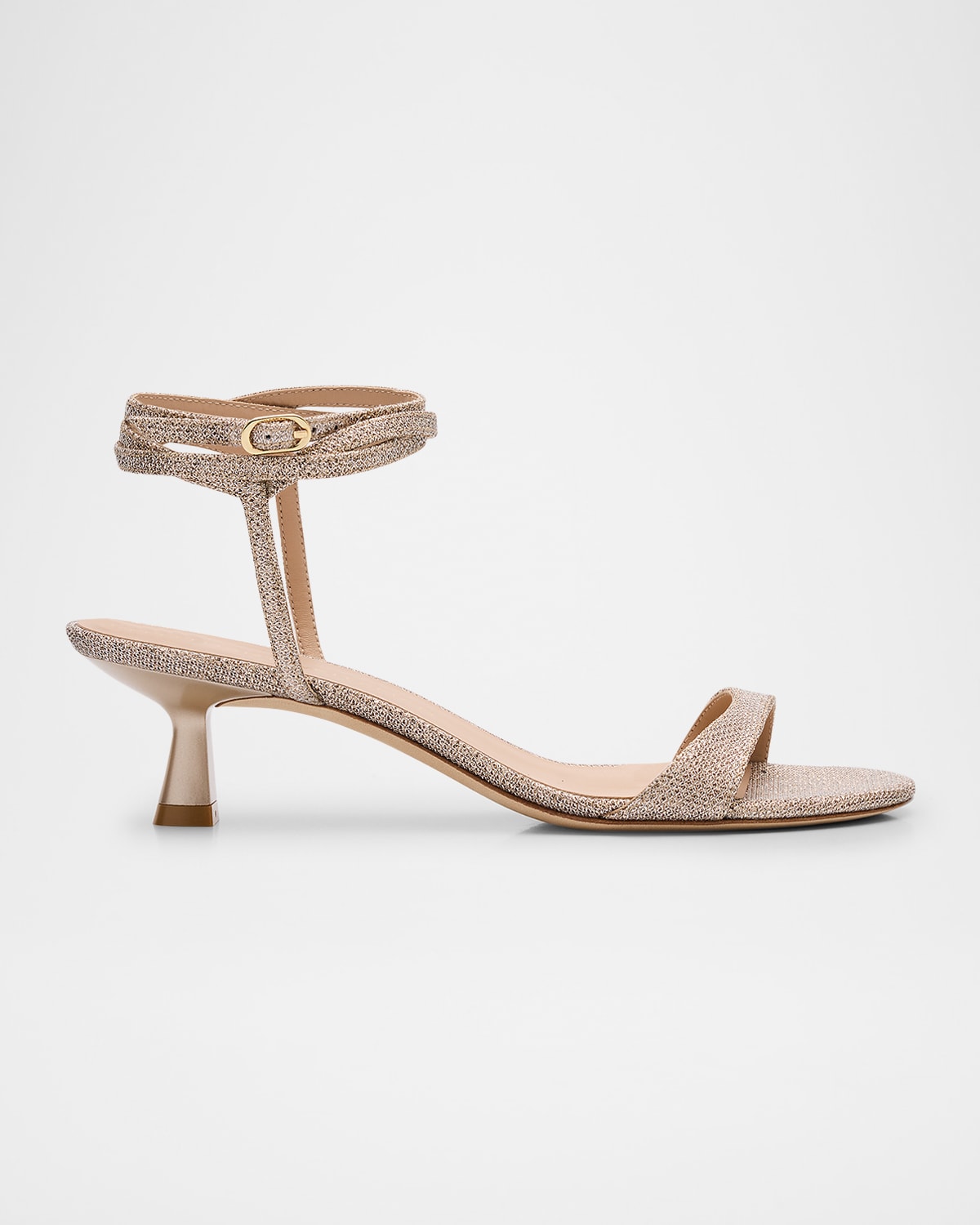 Stuart Weitzman Nudist Metallic Ankle-Wrap Sandals