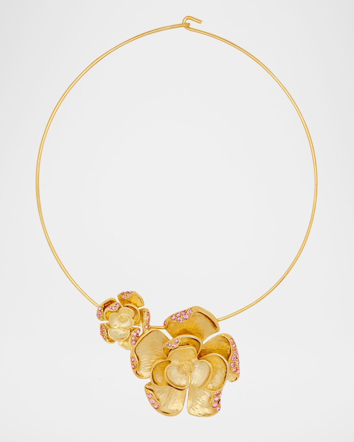 Oscar de la Renta Double Rose Pendant Necklace