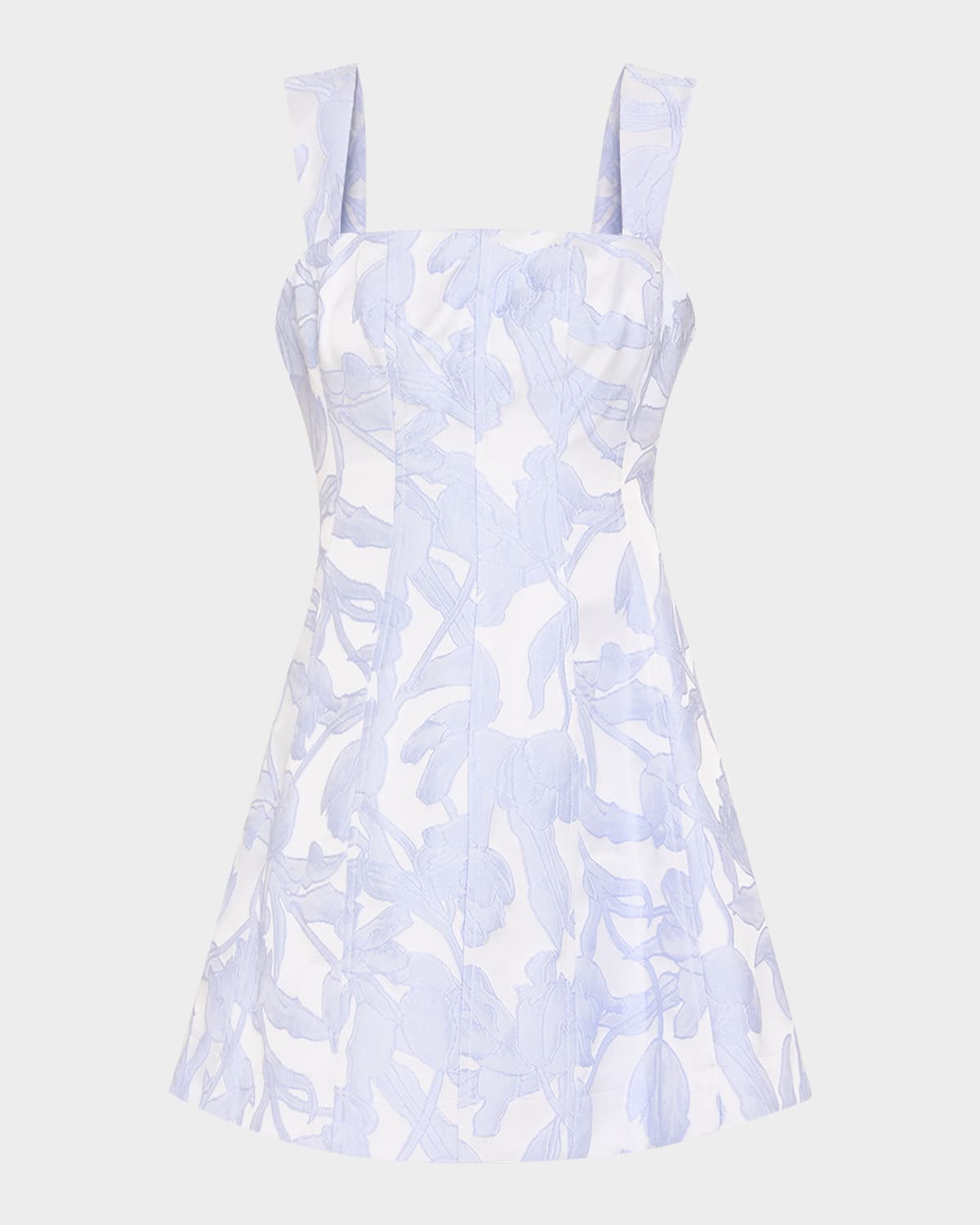 Milly Square-neck Floral Jacquard Mini Dress In Multi