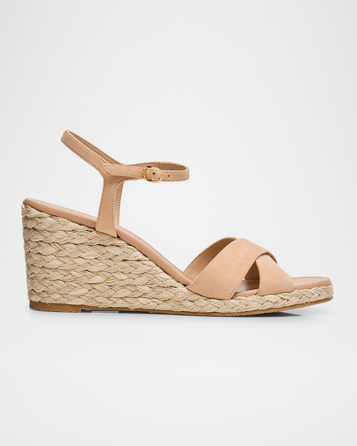 Stuart Weitzman Dayna Suede Crisscross Wedge Espadrilles