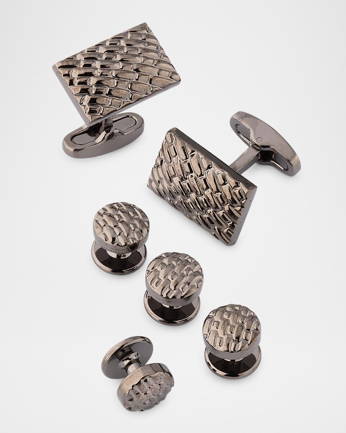 Men & apos;s Rectangle Basketweave Cufflinks