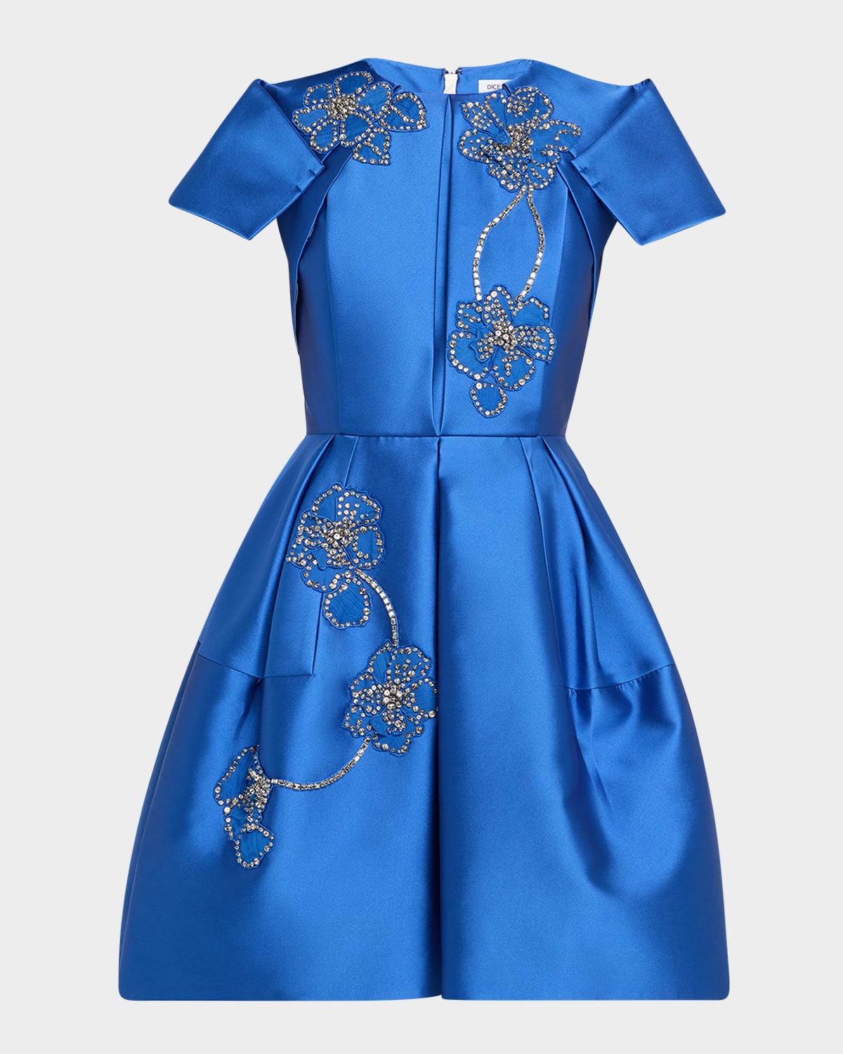 Dice Kayek Floral Embroidered Pleated Mini Dress