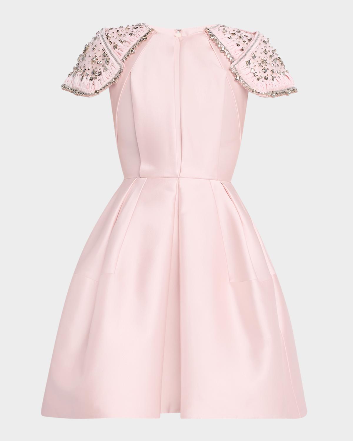 Dice Kayek Embroidered-Shoulder Fit-&-Flare Dress
