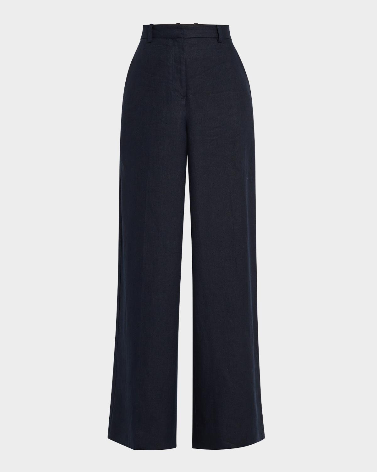 ARGENT Park Wide-Leg Basketweave Linen Trousers