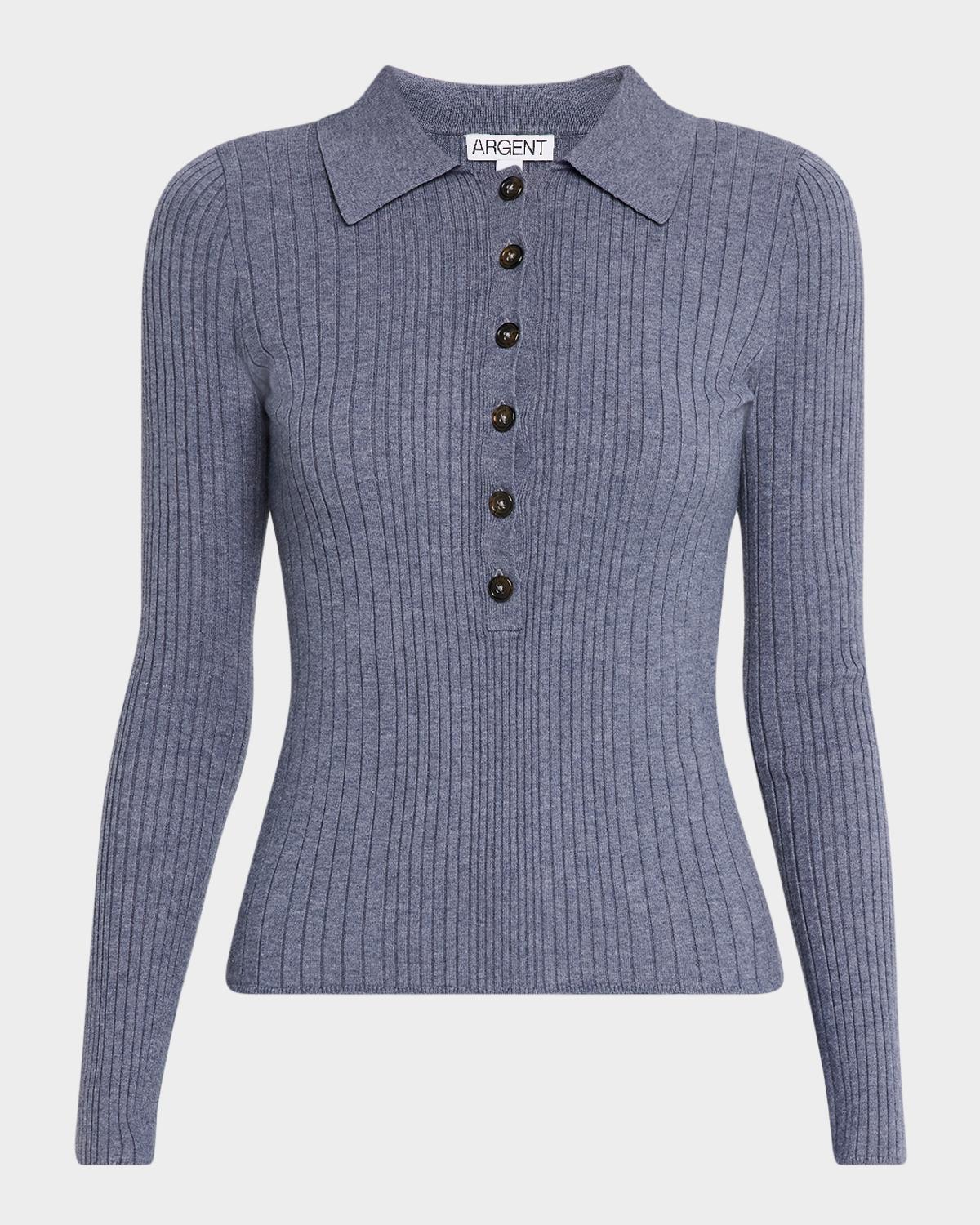 ARGENT Ribbed Spread-Collar Sweater