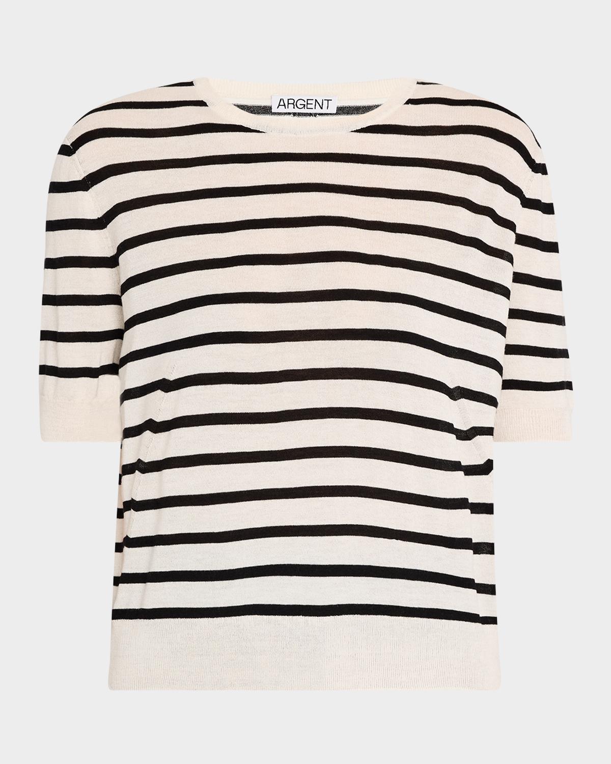 ARGENT Striped Wool-Silk Knit Top