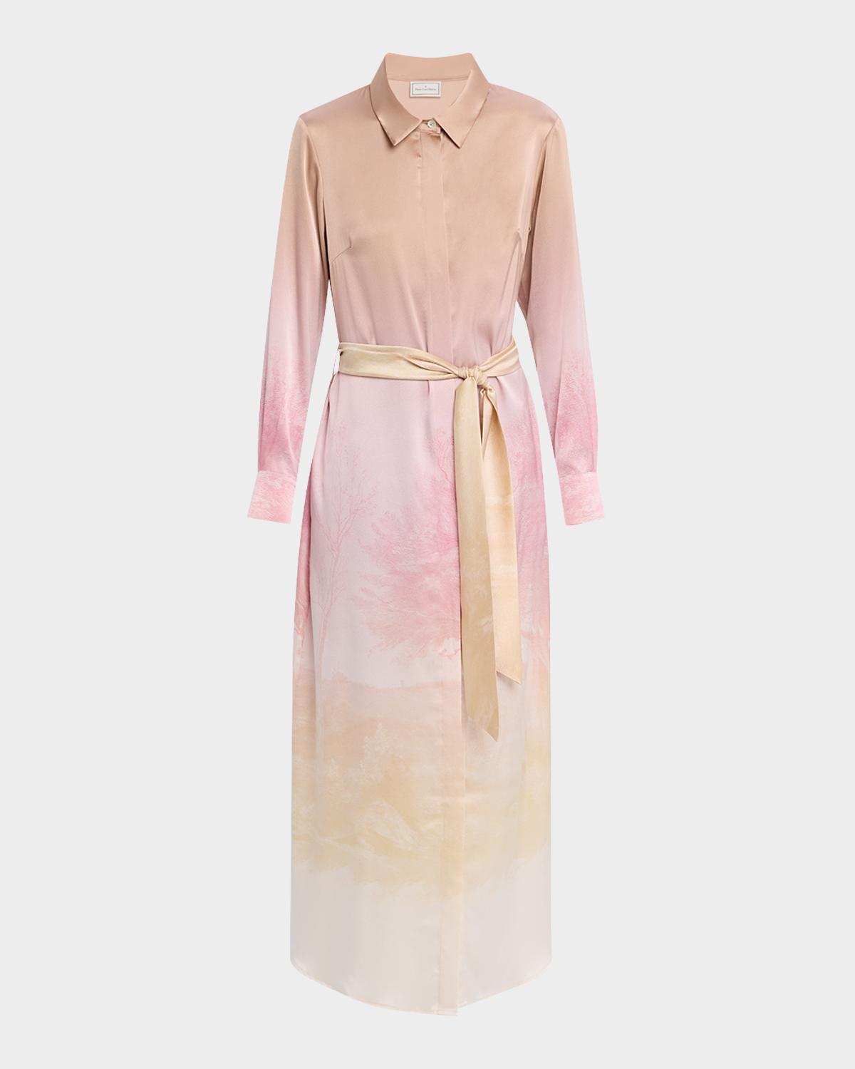 Pierre-Louis Mascia Ombre Landscape-Print Midi Shirtdress