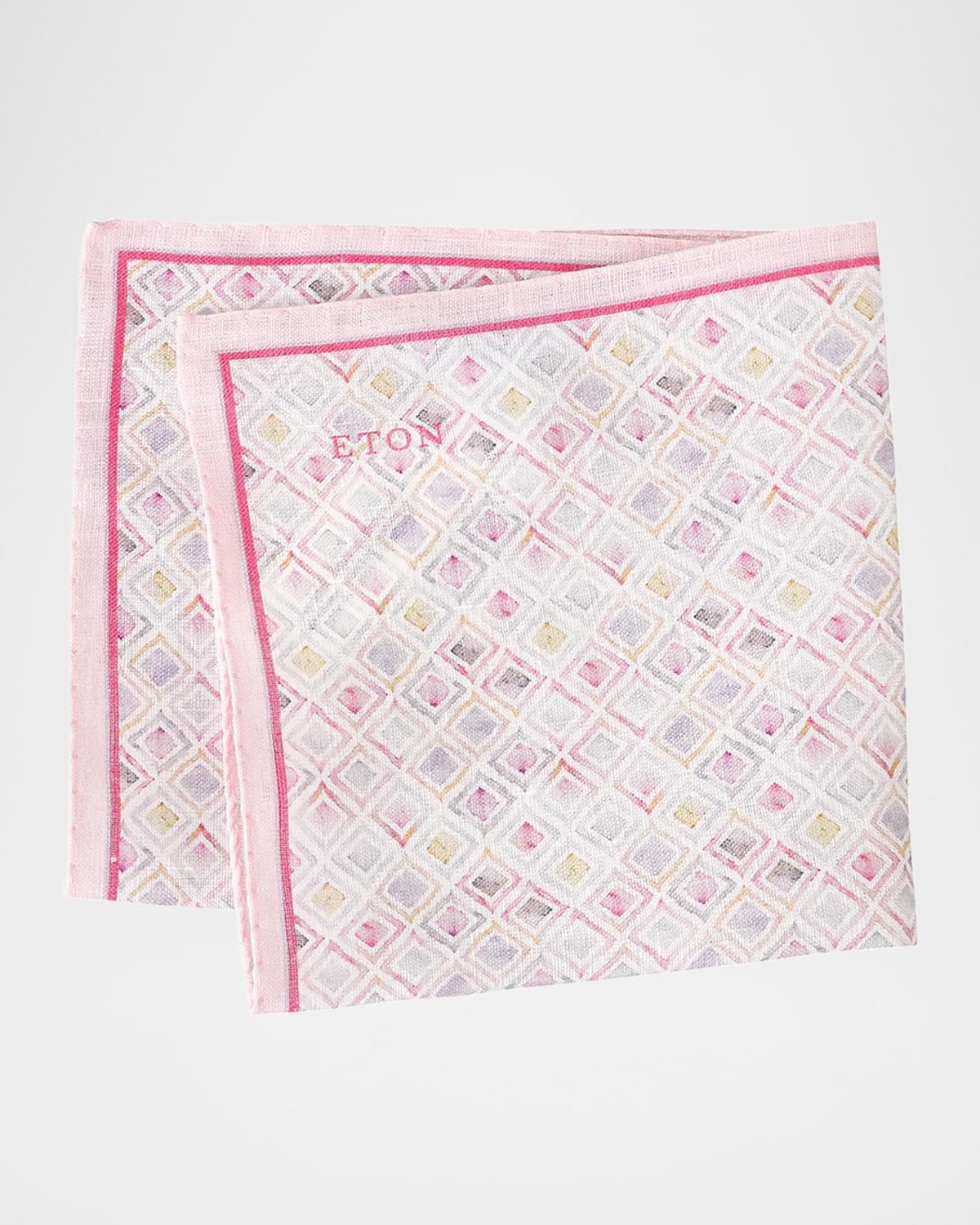 Eton Men's Diamond-Print Linen Pocket Square