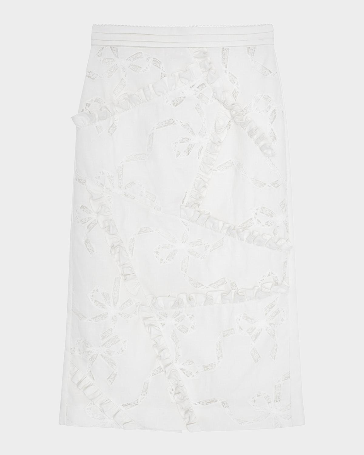 SHUSHU/TONG Lace Bow Patchwork Skirt