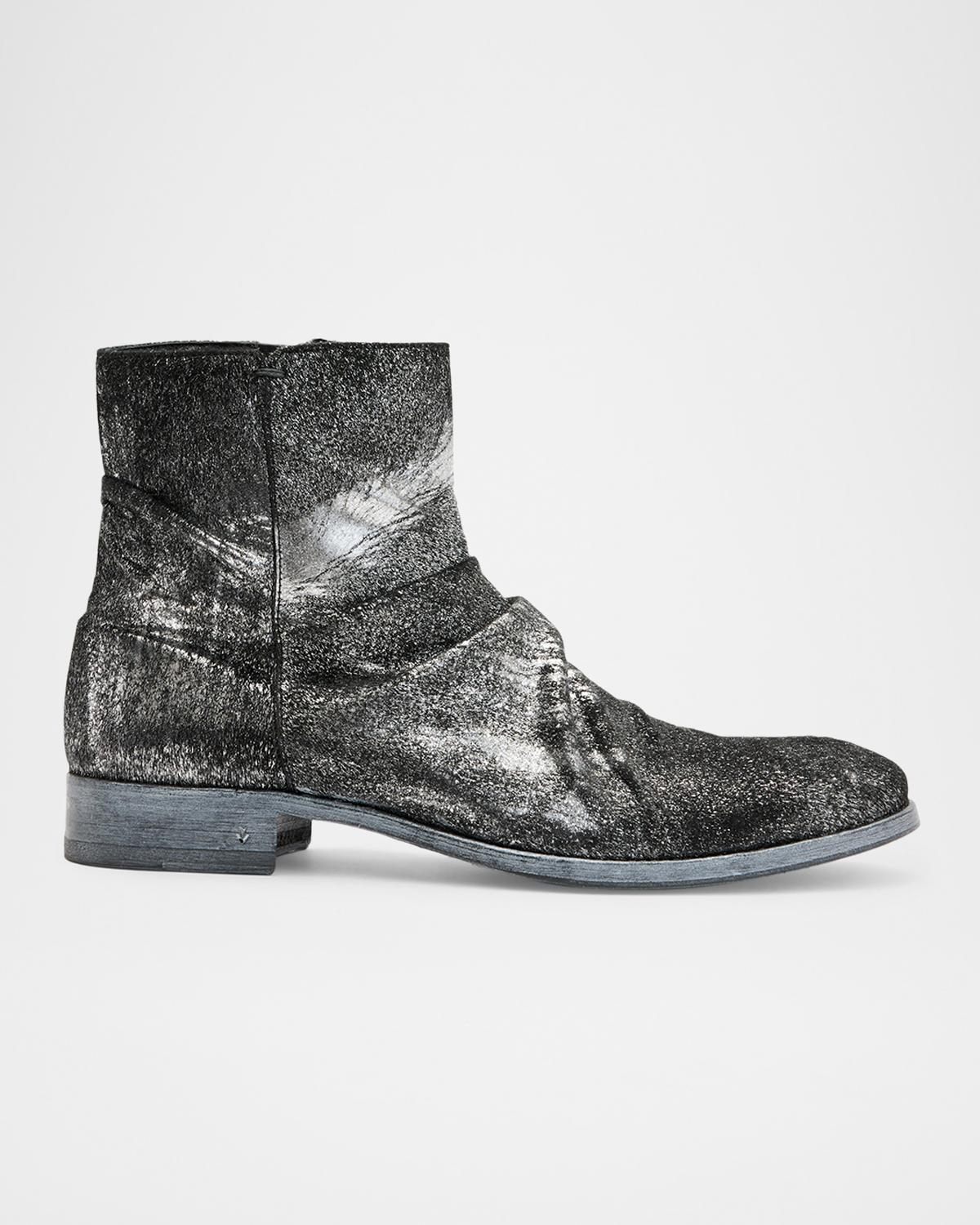 John Varvatos Men's Morrison Sharpei Foil-Sprayed Calf Hair Boots