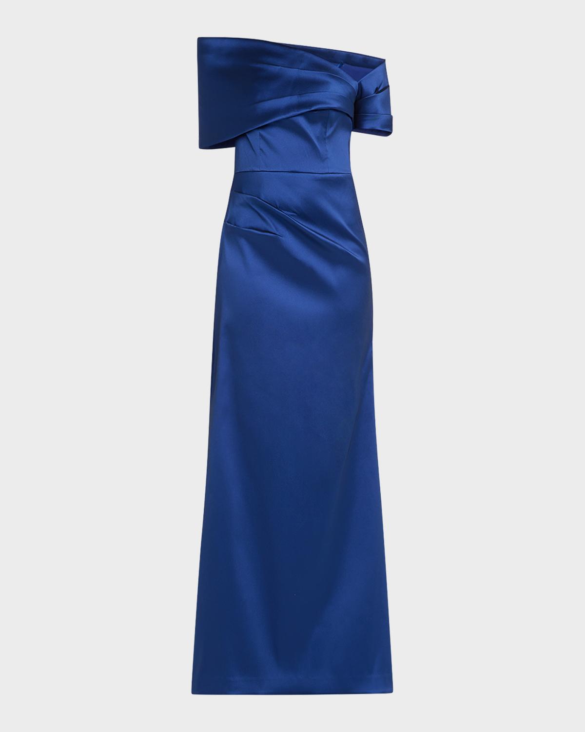 Rickie Freeman for Teri Jon One-Shoulder Stretch Mikado Gown