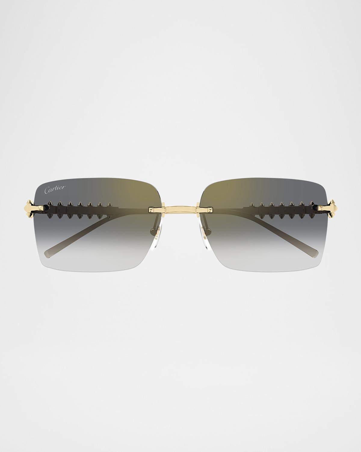 Rimless Metal Rectangle Sunglasses