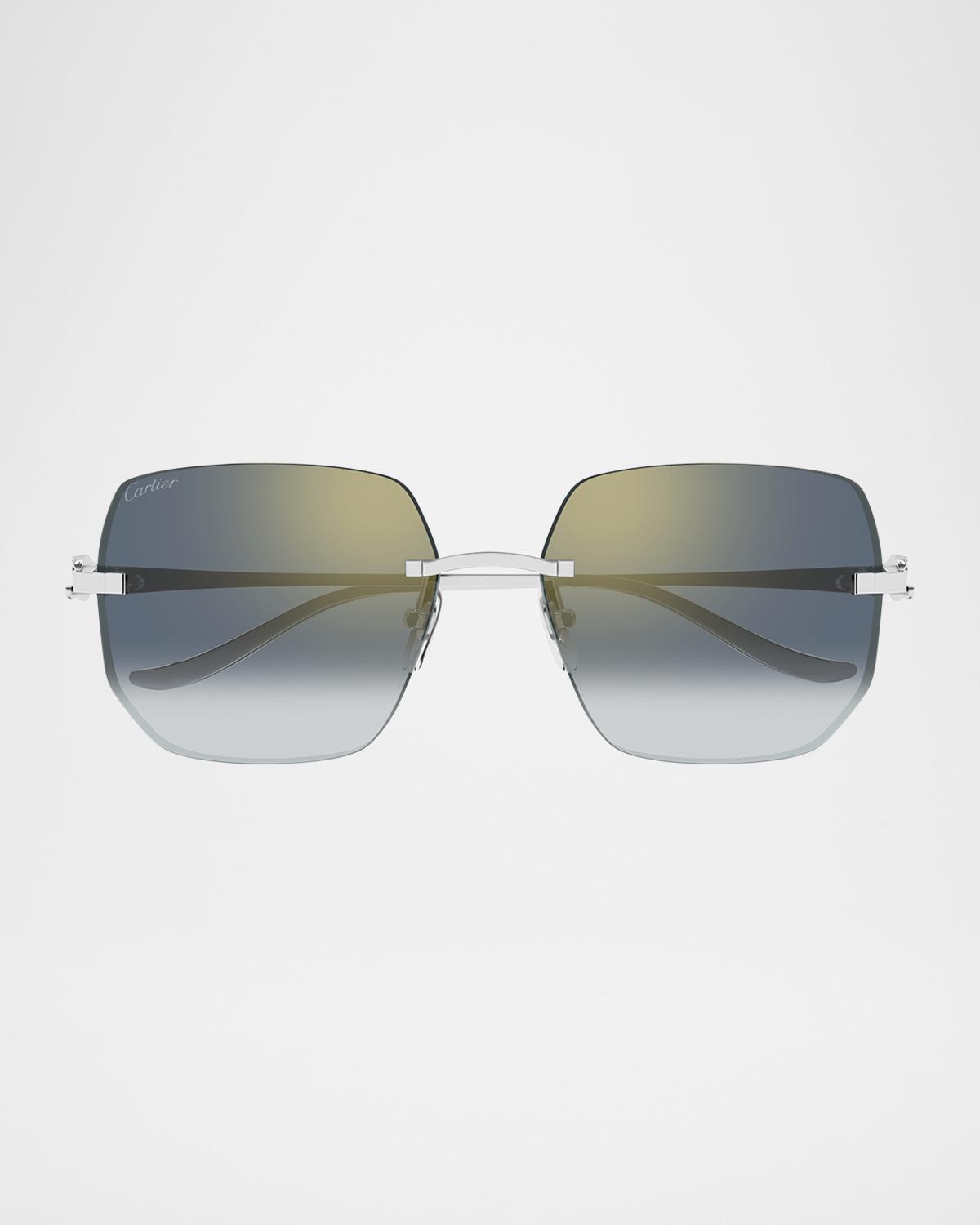 Cartier Rimless Metal Butterfly Sunglasses